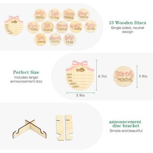การ์ดบันทึกเหตุการณ์สำคัญของลูกน้อยแบบ 3 มิติ รายเดือน, แผ่นไม้บันทึกเหตุการณ์สำคัญของลูกน้อย <span class=keywords><strong>13</strong></span> ชิ้น, การ์ดบันทึกเหตุการณ์สำคัญรายเดือนพร้อมป้ายประกาศวันเกิด - Product Image 6
