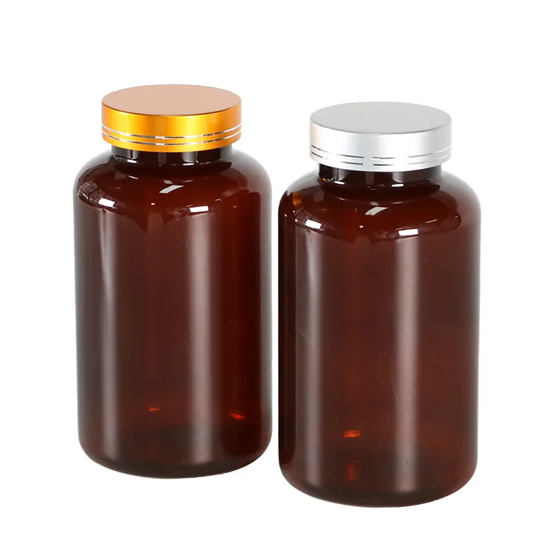 Plastic Vitamin Supplement Bottle Pet Capsule Tablet Pill Bottle Amber Dark Green Color 120ml Plastic Container