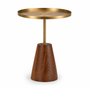 Tavolino Moderno Rotondo con Base a Piedistallo e <span class=keywords><strong>Vassoio</strong></span> in Ottone Anticato 36 X 36 X 59 cm - Product Image 5