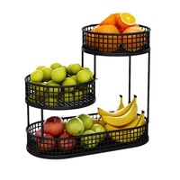 Salontafel met meerlaags fruitplateau, opbergrek & mand met licht luxe design