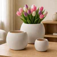 Pot de fleurs en céramique bombé mat non émaillé, style Wabi Sabi, blanc crème, pour plantes de bureau, décoration intérieure, vente en gros