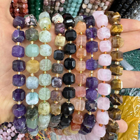Perles en vrac carrées à facettes de 8 mm en pierre naturelle (Améthyste, Pierre de soleil, Cristal de sucre) pour la fabrication de bijoux et bracelets - Vente en gros DIY