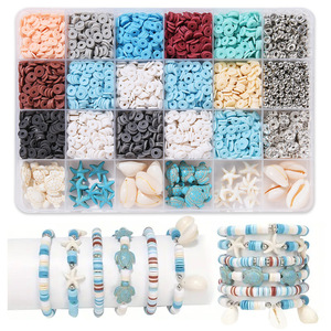 <span class=keywords><strong>Kit</strong></span> de bricolage 24 grilles Ocean Series avec perles en argile et tranches-Accessoires pour colliers et bracelets de perles faits à la main, coffret - Product Image 1
