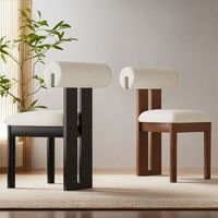 Chaise de salle à manger contemporaine minimaliste en bois massif pour la maison, le bureau et le salon, avec un revêtement en cuir durable