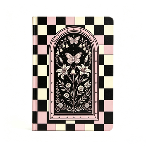 Diario A5 Personalizzato con Copertina Rigida, Quaderno a Scacchi <span class=keywords><strong>Rosa</strong></span> e Nero, Stile Vintage Dark Academia, Ideale come Regalo - Product Image 1