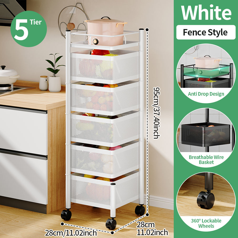 Cesta cuadrada blanca de 5 niveles