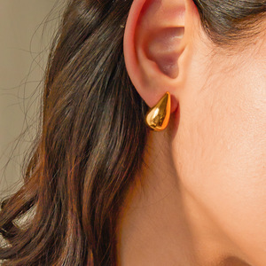 Fashion <b>Stud</b> <b>Earrings</b> Teardrop Shape 18k Gold Plated Zinc Alloy Minimalist Design For Women - Product Image 2