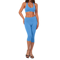YanRuo Nouvel ensemble de yoga 2 pièces respirant en Spandex/Nylon pour femme, col en V, dos croisé, taille haute