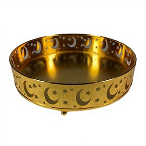 Classic Design Ramadan <b>Tray</b> Round Shape Customized Size Dates Sweets <b>Tray</b> With Highest Quality Metal Ramadan <b>Tray</b> - Product Image 1