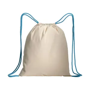 Sac à dos en coton avec cordon de serrage, contrasté, merchandising personnalisé - Product Image 1
