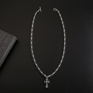 Collana con Ciondolo a Croce Intagliata in Lega di Zinco Placcata Argento, Stile Punk, Nuova Collezione, Gioiello Regalo - Product Image 5