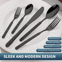 Ensemble de couverts noirs, cuillère, fourchette, couteau, ensemble de couverts en acier inoxydable pour hôtel, ensemble de couverts de table pour hôtel