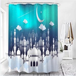 Tenda da doccia 3D europea per città di <span class=keywords><strong>mare</strong></span> blu <span class=keywords><strong>mare</strong></span> natura scenario stampa digitale eco-friendly in poliestere tessuto decorazione per la casa 12 ganci - Product Image 1