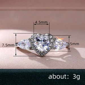 Bague de fiançailles en zircon pour couple, pour homme et femme, bijoux élégants et tendance pour les doigts - Product Image 5