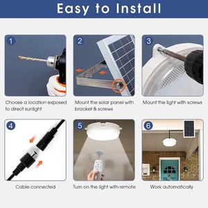 Lámpara de Techo LED Solar <span class=keywords><strong>Interior</strong></span> SUNWE de 50W-200W IP44 con Control Remoto, Cubierta de Aluminio+PC para el Hogar - Product Image 6