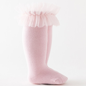 婴儿儿童可爱冬季长靴公主棉袜女孩蕾丝褶边膝高袜 - Product Image 4
