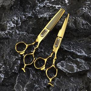 Forbici da Sfoltimento Walther Stile Tedesco Nero e Oro da 6.0 Pollici per Parrucchieri e Barbieri - Product Image 3