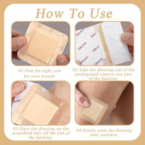 Pansement en mousse de silicone médical pour plaies, 7,5 cm x 7,5 cm, sûr et sain, avec bordure - Product Image 2