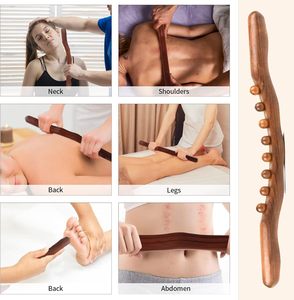 Customized ODM Guasha <b>Massage</b> Stick Roller Wood Gua Sha <b>Tool</b> for All of Your Body Neck Back SPA Massager with 8 Beads - Product Image 5