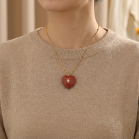 Colliers pendentifs en forme de cœur en pierre naturelle turquoise YueTong, tendance, en acier inoxydable plaqué or PVD, bijoux romantiques pour femmes