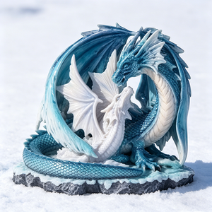 Statuetta in Resina Fatta a Mano della Famiglia di Draghi di Ghiaccio, Statua di <span class=keywords><strong>Creatura</strong></span> Mitologica Fantastica, Regalo Decorativo da Collezione per Appassionati di Draghi e Fantasia - Product Image 5