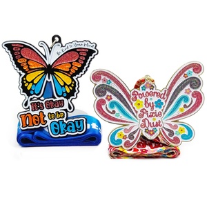 Medalla de Mariposa con Esmalte Duro y Brillo Personalizada, con Cinta Sublimada a Medida para Eventos y Competiciones - Product Image 1