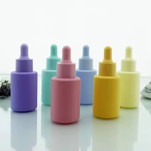 Custom 10ml 15ml 30ml 60ml Flat Dropper <b>Bottle</b> Color Frosted Black Glass for Face Cream Perfumed - Product Image 3