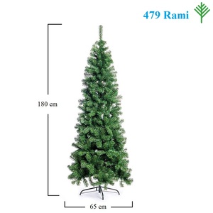 Slim Artificial Christmas <b>Tree</b> 180cm Green PVC Fir with Bag and Ball Holder Set - Product Image 2