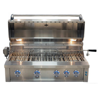 Barbecue à gaz GPL/GN extérieur de luxe moderne haut de gamme en acier inoxydable 304 intégré, brûleurs réglables, allumage piézoélectrique