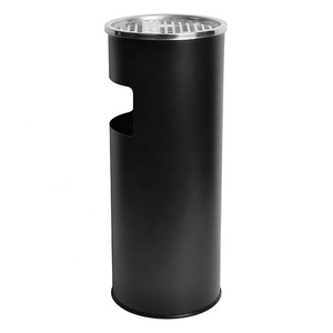 Round <strong>Smoking</strong> Trash <strong>Bin</strong> Outdoor Trash Can With Ashtray Hotel Lobby Black Floor-standing Stainless Steel Ash <strong>Bin</strong> - Product Image 5