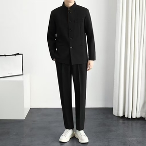 Abito Casual con colletto rialzato Zhongshan <span class=keywords><strong>Blazer</strong></span> <span class=keywords><strong>doppiopetto</strong></span> da <span class=keywords><strong>uomo</strong></span> con chiusura a bottone per pantaloni antimosca abbigliamento per adulti taglie forti - Product Image 4
