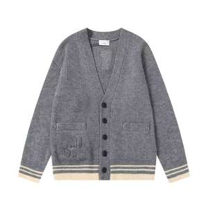 Maglione Cardigan invernale <span class=keywords><strong>di</strong></span> <span class=keywords><strong>marca</strong></span> Trendy da <span class=keywords><strong>donna</strong></span> con motivo a lettera con scollo a V Streetwear con polsini a righe con decorazione con bottoni - Product Image 4