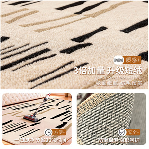 Alfombra Moderna Minimalista Idan, Alfombra de Salón o Dormitorio con Diseño Abstracto a Rayas, de Gran Tamaño, de Fibra de Poliéster, Impermeable y Resistente a las Manchas - Product Image 4