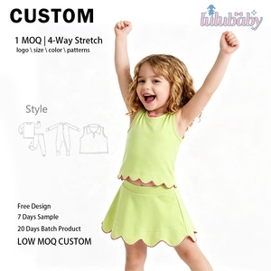 Ensemble de <span class=keywords><strong>gymnastique</strong></span> pour petites filles, haut court et jupe, vêtements de sport extensibles et doux, tenue de danse - Product Image 1