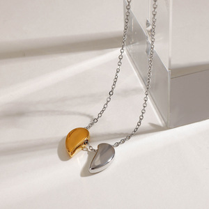 Collier Cœur en Acier Inoxydable Or 18 carats Bicolore Pendentif Unisexe Usage Quotidien JDN0211001-PS - Product Image 3