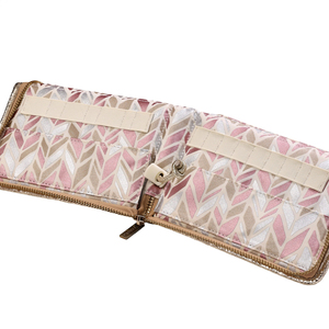 Cracked Metallic PU Large Capacity Durable <b>Makeup</b> <b>Brush</b> Roll Bag Portable Zipper Cosmetic <b>Brush</b> Storage <b>Case</b> with Elastic Slots - Product Image 4