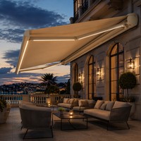 Auvent de terrasse motorisé télescopique tendance avec support de fixation rapide pour espace lounge sur le toit de bureau