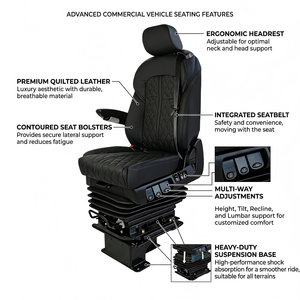 Silla Giratoria de Capitán para Autocaravana, de Cuero Auténtico, Resistente, 360 Grados °   Asiento del Conductor <span class=keywords><strong>Ford</strong></span> <span class=keywords><strong>Transit</strong></span> - Product Image 2