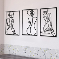 Mettre en place Décor 3d Noir Bois Ligne Peinture Art Chambre Salon Minimaliste Décor À La Maison En Bois Mur Art