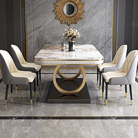 Ensemble table et chaises de salle à manger italiennes, table carrée moderne et simple en marbre