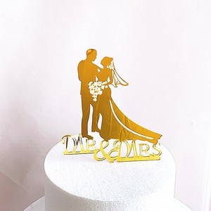 Homesun festa di fidanzamento sposa per essere sposo figurine decorazione fede nuziale anniversario MR MRS acrilico torta di compleanno Toppers - Product Image 5