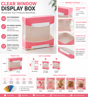Boîte à fenêtre transparente en PET personnalisée, écologique, recyclable, emballage imprimé transparent pour cadeaux, cosmétiques, jouets, en-cas, vente au détail