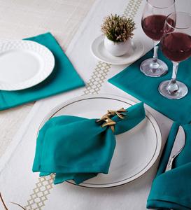 Tùy Chỉnh 20 Inch Có Thể Giặt Polyester Linen Vải Bữa Ăn Tối Dệt Bảng Khăn Ăn Nhà Hàng Nhà Bếp Đám Cưới <span class=keywords><strong>Teal</strong></span> Màu Xanh Khăn Ăn Vải - Product Image 4
