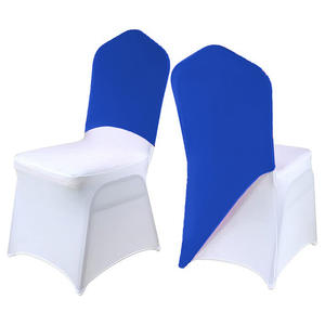 Wholesale Royal <b>Blue</b> Spandex Elastic Stretch <b>Chair</b> Covers for Wedding Banquet Party Events Custom Printed Half Back <b>Chair</b> Cover - Product Image 1