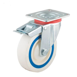 Industrial Sandwich <span class=keywords><strong>White</strong></span> PA Gummi Europäische Industrie wagen rolle 80 100 125 mm Gummi rolle mit Doppel bremse - Product Image 6