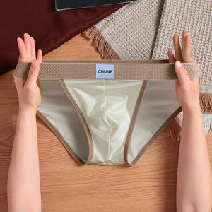 Slip taille basse en satin de soie et de glace pour hommes, <span class=keywords><strong>sous</strong></span>-vêtements mi-hauts en nylon pour la génération des garçons avec caractéristiques de soin des cheveux - Product Image 5