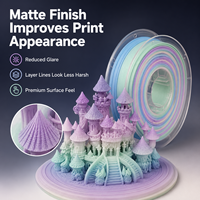 Filament PLA mat arc-en-ciel personnalisé, diamètre 1,75 mm, 1 kg par bobine, couleur dégradée pastel, impression 3D OEM, vente en gros sous vide