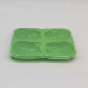 Moule à glaçons en forme de dessin animé, 4 cavités, vert, avec couvercle, pour glaces maison, qualité alimentaire, utilisation au congélateur - Product Image 3