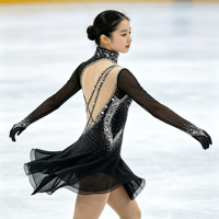 Costume de patinage artistique noir à col montant, manches longues, dos en maille croisée, robe ornée de strass pour filles et adultes, performance sur glace