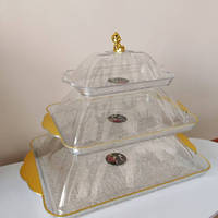 Boîte à pain rectangulaire avec couvercle doré, assiettes à bonbons, plateau à fruits pour salon, plateau à gâteaux pour table basse, assiettes de fête de mariage
